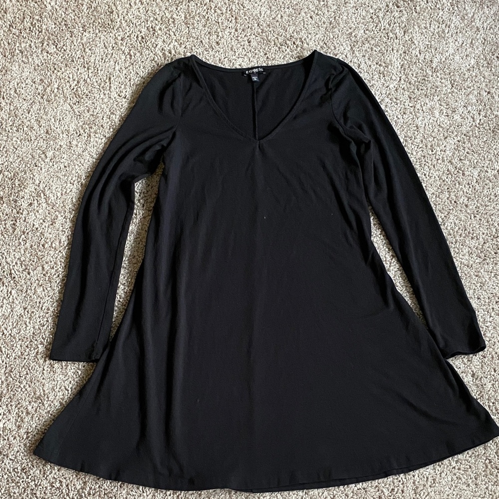 Express V neck  Black Long Sleeve Dress